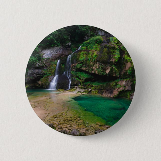 Stunning waterfall Virje, Slovenia Poster Button (Front)