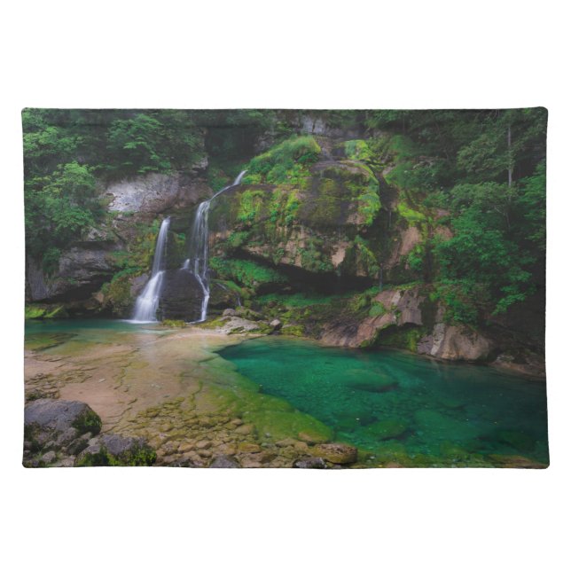 Stunning waterfall Virje, Slovenia Poster Cloth Placemat (Front)