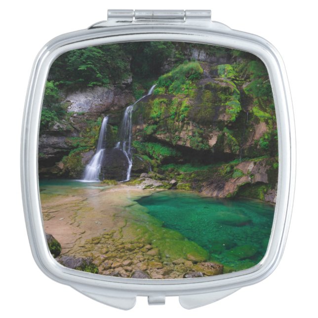 Stunning waterfall Virje, Slovenia Poster Compact Mirror (Front)