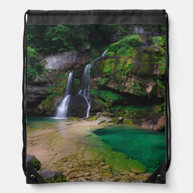 Stunning waterfall Virje, Slovenia Poster Drawstring Bag (Front)
