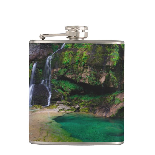 Stunning waterfall Virje, Slovenia Poster Flask (Front)