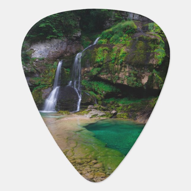 Stunning waterfall Virje, Slovenia Poster Guitar Pick (Front)