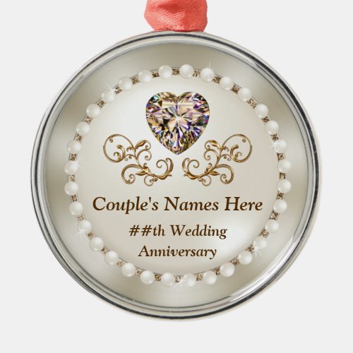 Stunning Wedding Anniversary Gifts for Friends Metal Ornament