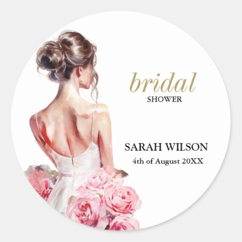 Stunning Wedding Gown Bridal Shower on a Budget Classic Round Sticker