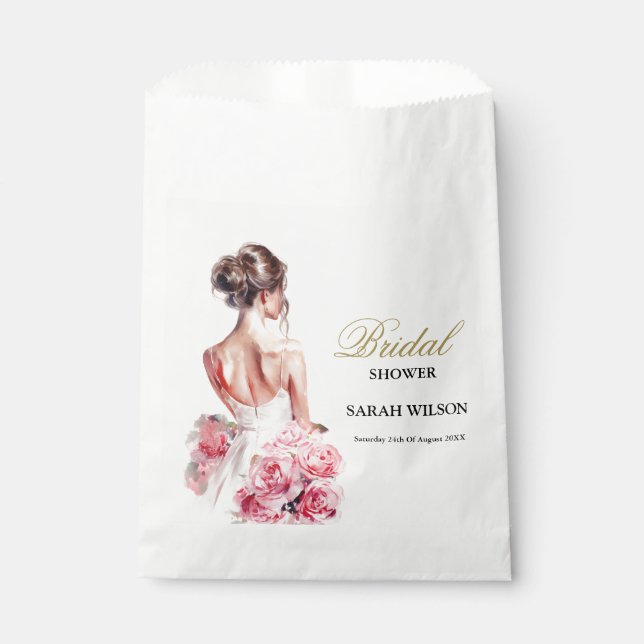 Stunning Wedding Gown Bridal Shower on a Budget Favor Bag (Front)