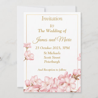 Stunning Wedding Invitation, pink blossoms Invitation