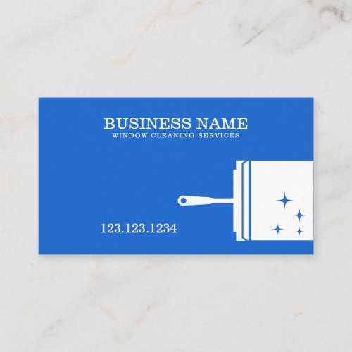 Stunning White and Blue Squeegee Window Cleaning Business Card
