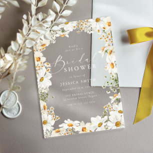 Stunning White Flowers Spring Bridal Shower Acrylic Invitations