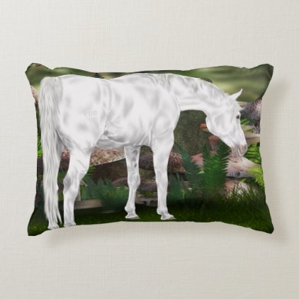 Stunning White Horse Fantasy Scene Accent Pillow