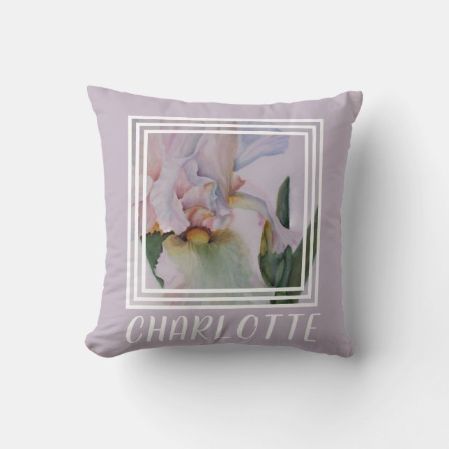 Stunning White Iris Flower Throw Pillow (Front)