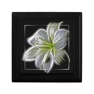 Stunning White Lily Fractal Art Black Gift Box