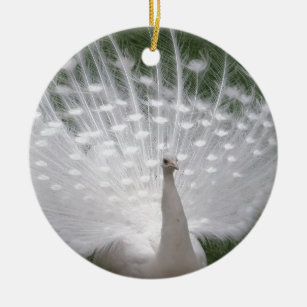 White Peacock Christmas Ornaments