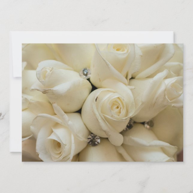 Stunning White Rose Wedding Bouquet Invitation (Front)