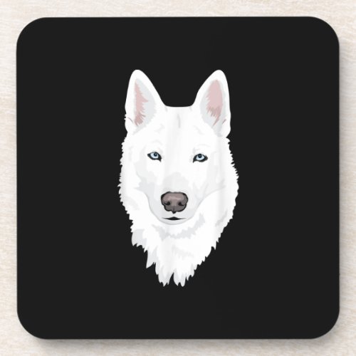 Stunning White Siberian Husky _ Sweet White Snow Beverage Coaster