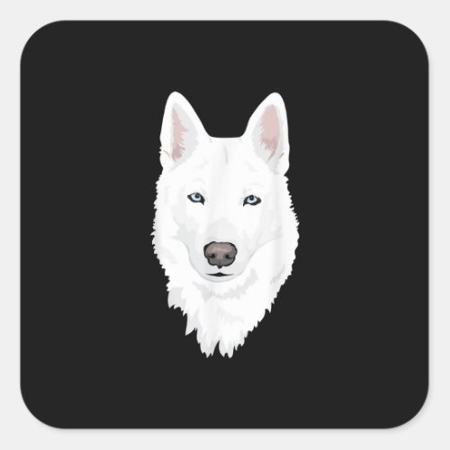 Stunning White Siberian Husky _ Sweet White Snow Square Sticker