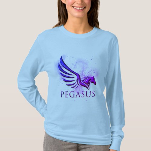 Stunning Winged Pegasus Cosmic Background T_Shirt