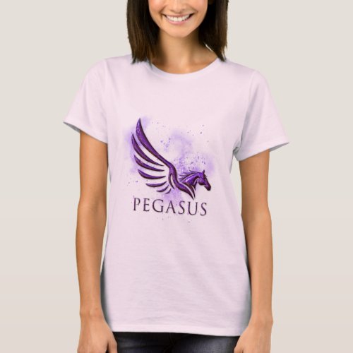 Stunning Winged Purple Pegasus Cosmic Background T_Shirt