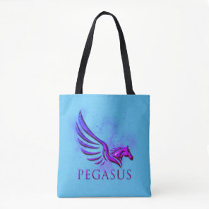 Stunning Winged Purple Pegasus Cosmic Background Tote Bag