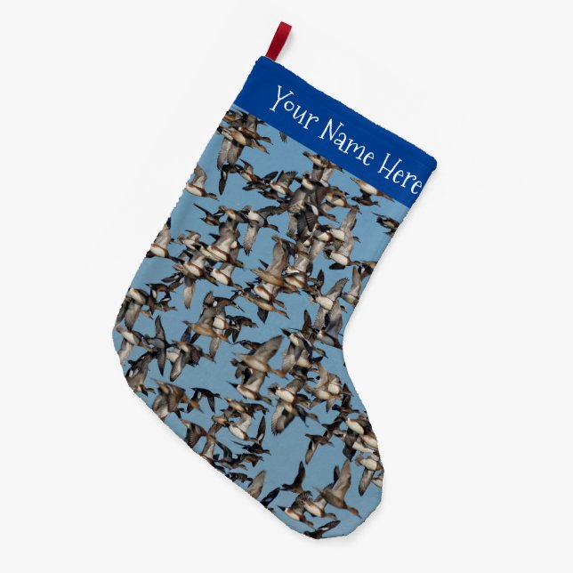 Stunning Winter Ducks in Flight Large Christmas Stocking (Front (Hanging))