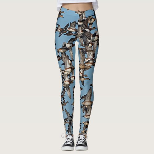 Stunning Winter Ducks in Flight Leggings