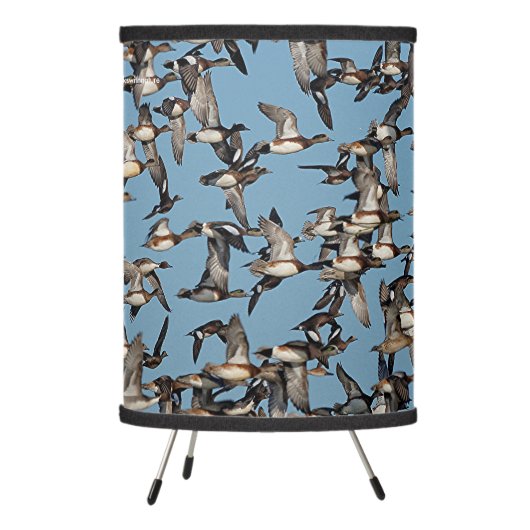 Stunning Winter Ducks in Flight Tripod Lamp (Left)