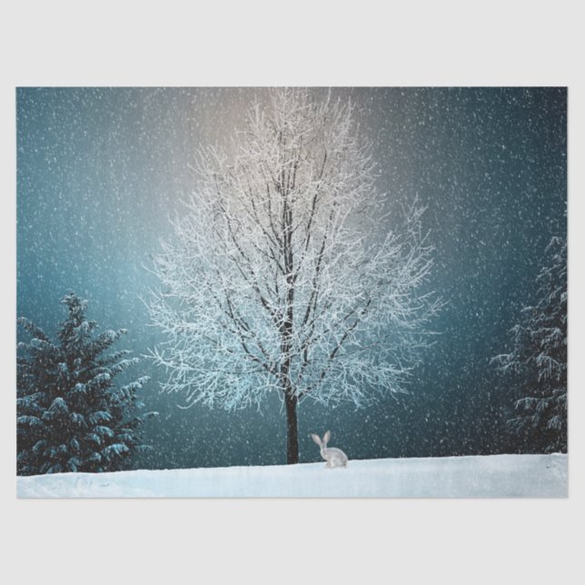 Stunning Winter Tree - Complete With Rabbit! Tissue Paper (Front)