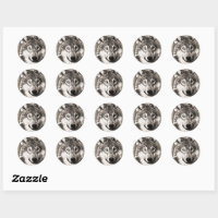 Stunning wolf face photo print accessories therian classic round sticker