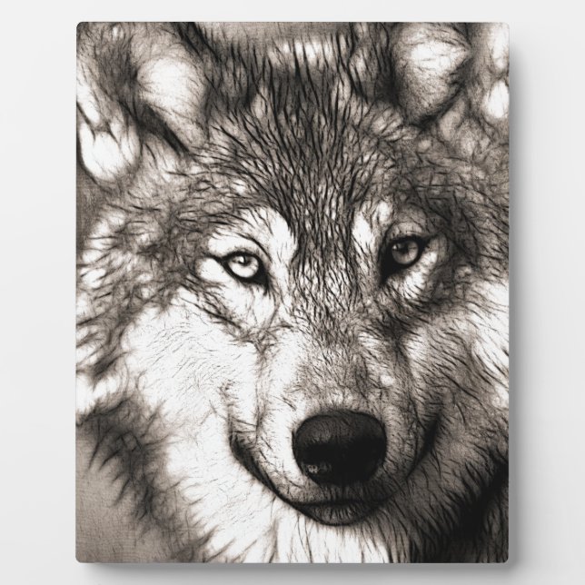 Stunning wolf face photo print accessories therian plaque (Front)
