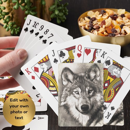 Stunning wolf face photo print accessories therian playing cards