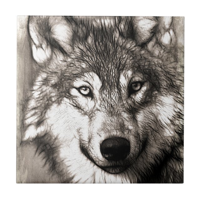 Stunning wolf face photo print accessories therian tile (Front)