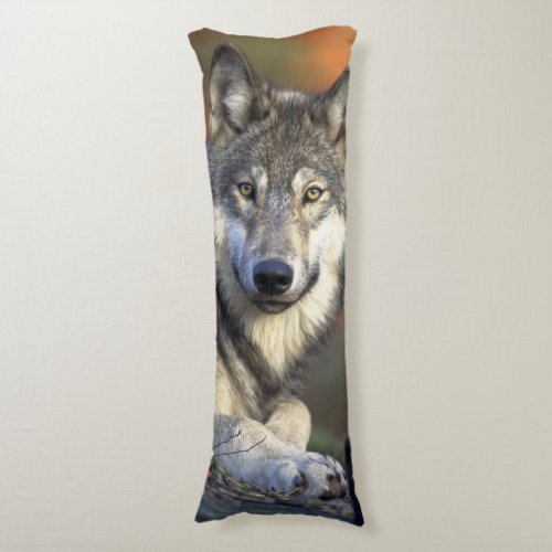 Stunning wolf portrait body pillow