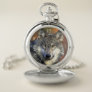 Stunning wolf portrait pocket watch