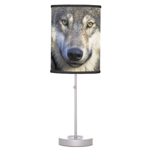 Stunning wolf portrait table lamp