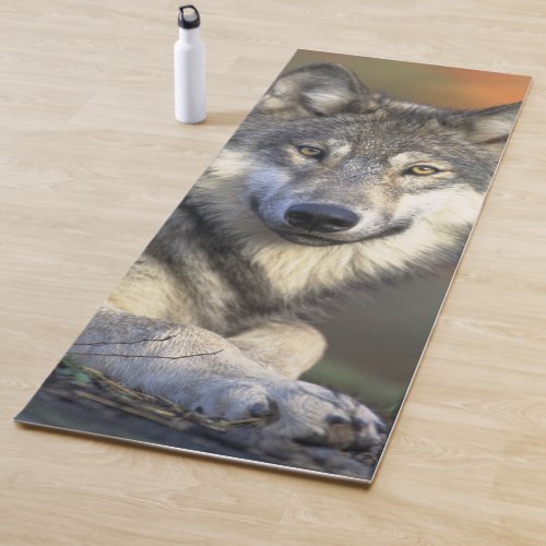 Stunning wolf portrait yoga mat