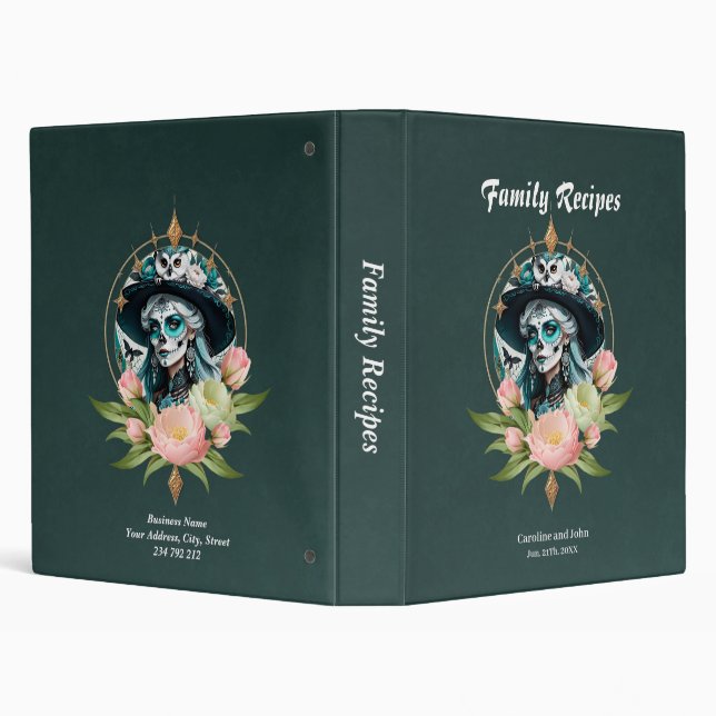 Stunning woman  with a stunning sugar skull makeup 3 ring binder (Background)