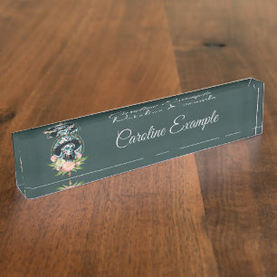 Stunning woman with a stunning sugar skull makeup desk name plate