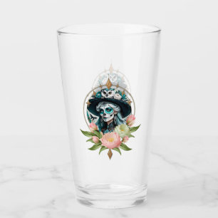 Stunning woman with a stunning sugar skull makeup glass