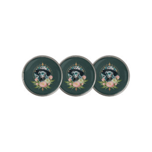 Stunning woman with a stunning sugar skull makeup golf ball marker