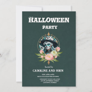 Stunning woman with a stunning sugar skull makeup invitation