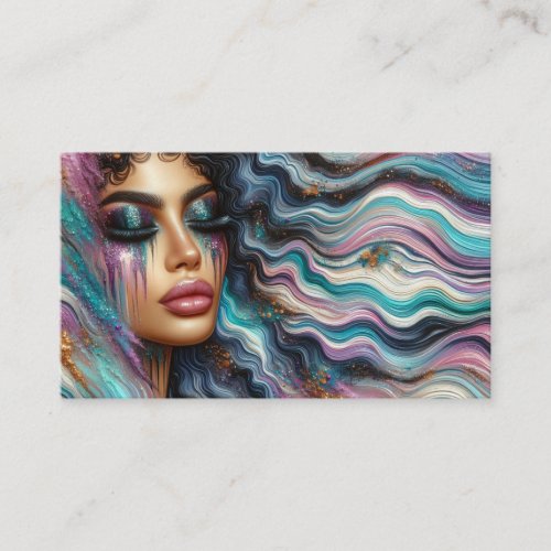Stunning Woman with Surreal Makeup Business Card