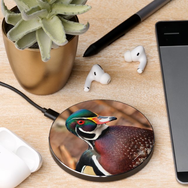 Stunning Wood Duck in the Woods Wireless Charger (Desk 2)