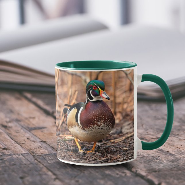 Stunning Wood Duck Walking the Woods Mug (Wood Duck in the Woods 11 oz Coffee Mug Cover Photo.)