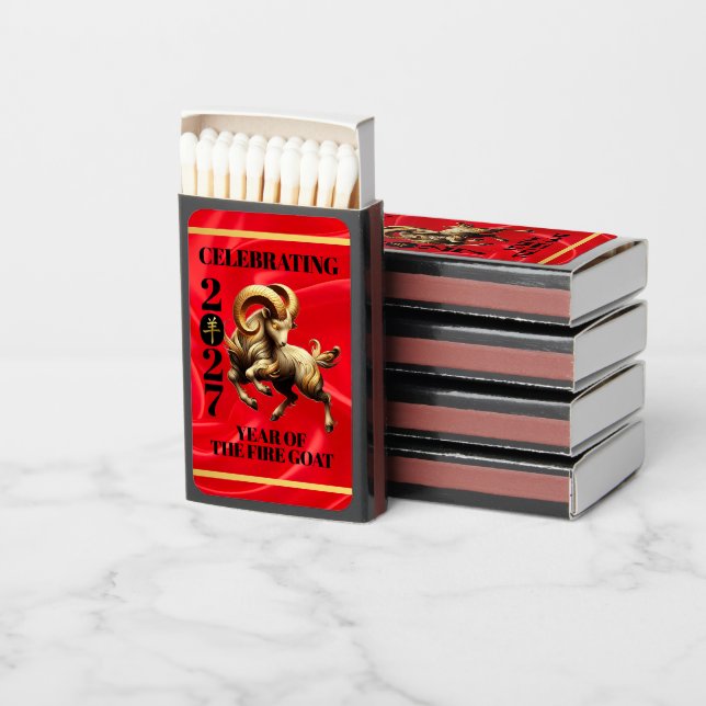 Stunning Year of Fire Goat 2027 Matchbox Favors Matchboxes (Stacked)