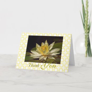 Stunning Yellow White Lotus Blossom You Thank You Card by MagnoliaVintage at Zazzle
