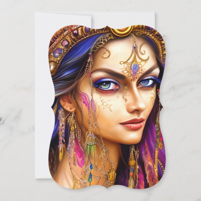 Stunningly Realistic Gypsy Lady Triptych Note Card (Front)