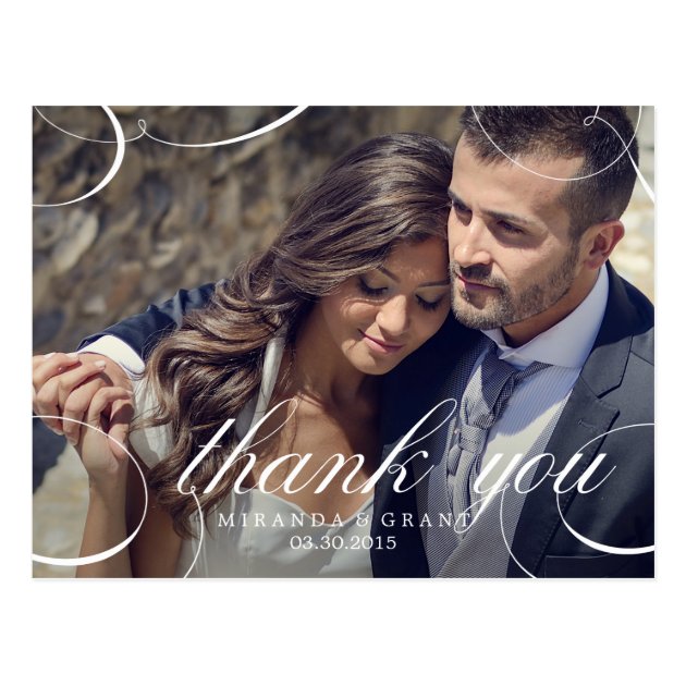 Stunningly Scripted Wedding Photo Thank You Card