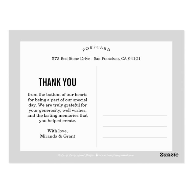 Stunningly Scripted Wedding Photo Thank You Card