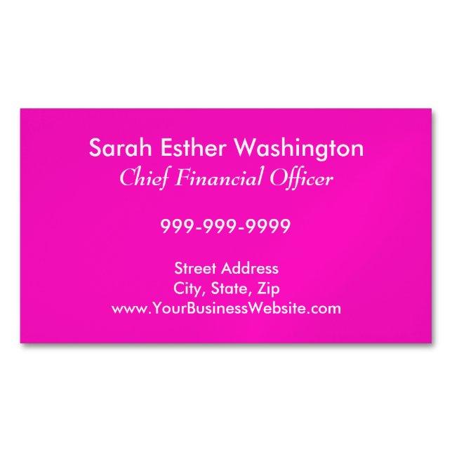 Stunningly Vivacious Pink Color Magnetic Business Card (Front)