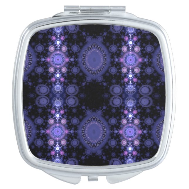Stunnng Purple Fractal Flame Art Compact Mirror (Front)