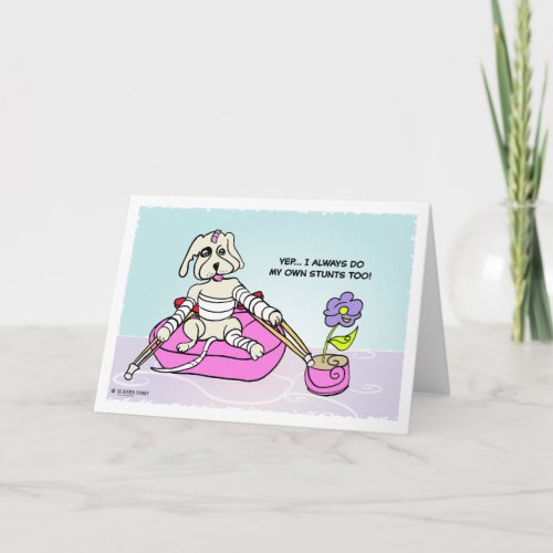 Stunt Dog Cartoon Personalized Get Well Card